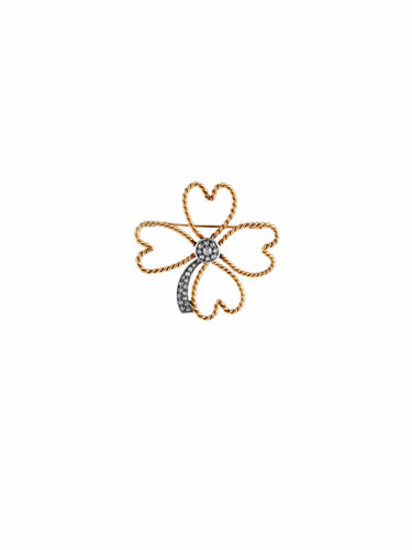 Broche Broche Art Déco Trèfle à quatre feuilles 58 Facettes