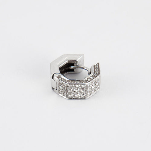 Boucles d'oreilles Créoles pavage diamants, or gris 58 Facettes