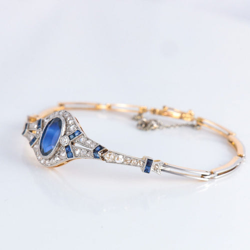 Bracelet Beau bracelet époque 1900, diamants et saphirs 58 Facettes