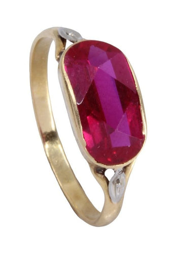 Bague 55 Bague ancienne rubis or jaune 58 Facettes 081841