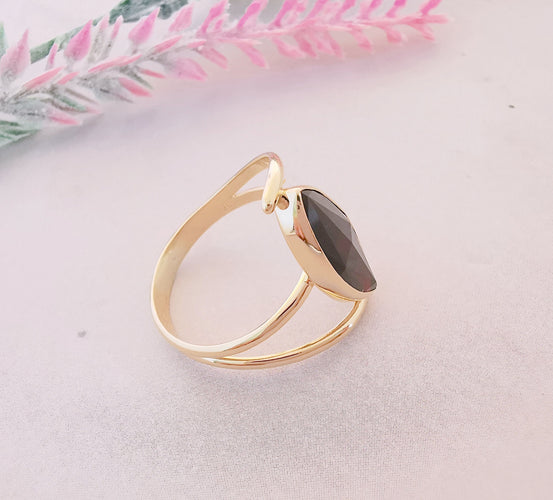 Bague Bague Marquise Grenat Or Jaune 58 Facettes AB 1072