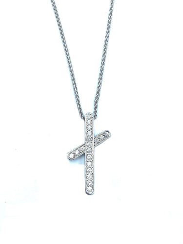 Pendentif PIAGET - Pendentif Croix or blanc diamants 58 Facettes