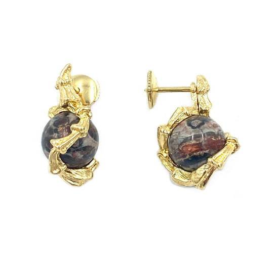 Boucles d'oreilles GILBERT ALBERT. Boucles d’oreilles or et billes interchangeables 58 Facettes