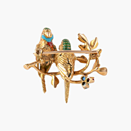 Broche Broche "perroquets" en or jaune et émail 58 Facettes P3L3