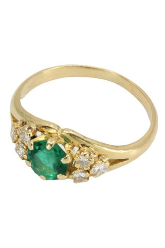 Bague BAGUE MODERNE ÉMERAUDE ET DIAMANTS 58 Facettes 044111