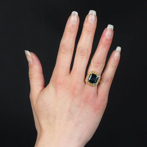 Bague 55 Bague rétro topaze blue london et or 58 Facettes 23-104