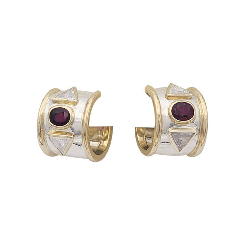 Boucles d'oreilles Boucles d'oreilles deux ors rubis et diamants. 58 Facettes 33011
