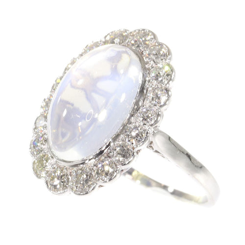 Bague 55 Bague en platine, diamant & pierre de lune 58 Facettes 19312-0202
