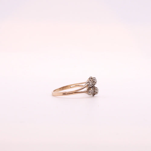 Bague Bague Art Nouveau double trilogie Or rose Diamants 58 Facettes