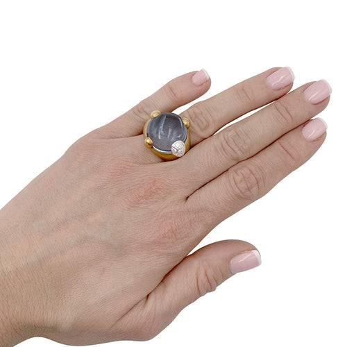 Bague 53 Bague Pomellato, Griffe, or jaune, diamants, aigue-marine. 58 Facettes 32471