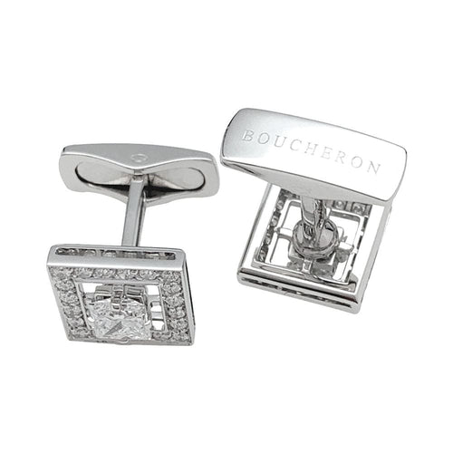 Boutons de manchette Boutons de manchette Boucheron, "Ava", or blanc et diamants. 58 Facettes 31510