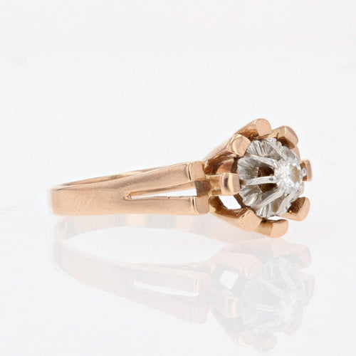 Bague 53 Bague vintage or rose solitaire diamant 58 Facettes 22-300