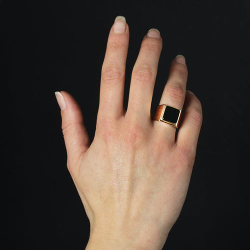 Bague 55 Chevalière ancienne or et jaspe sanguin 58 Facettes 23-314