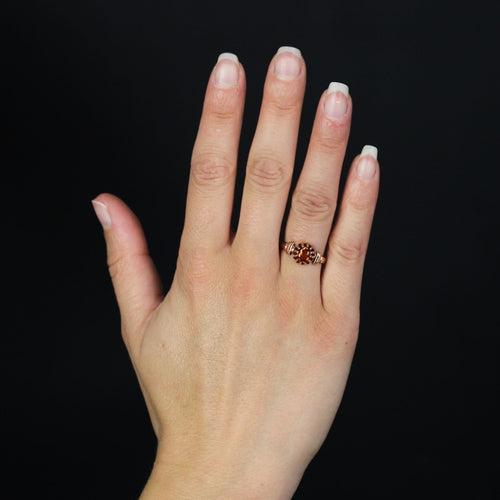 Bague 54 Bague ancienne grenat spessartite et or rose 58 Facettes 23-231