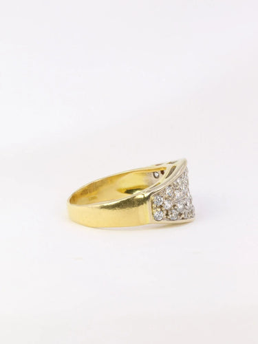 Bague Bague bandeau vintage or jaune diamants 58 Facettes J28
