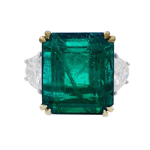 Bague 52 Bague Emeraude Diamants demi-lune 58 Facettes 32222