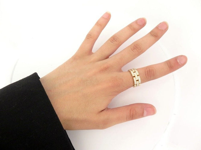 Bague 56 bague CARTIER panthere maillons t56 or jaune 18k & 35 diamants 0.7ct 58 Facettes 253475