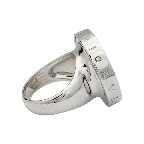 Bague 53 Bague Bulgari "Hypnotique" plateau tournant or blanc et acier, onyx et diamants. 58 Facettes 31216