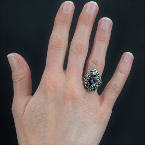 Bague 53 Bague ancienne argent émail 58 Facettes 22-072