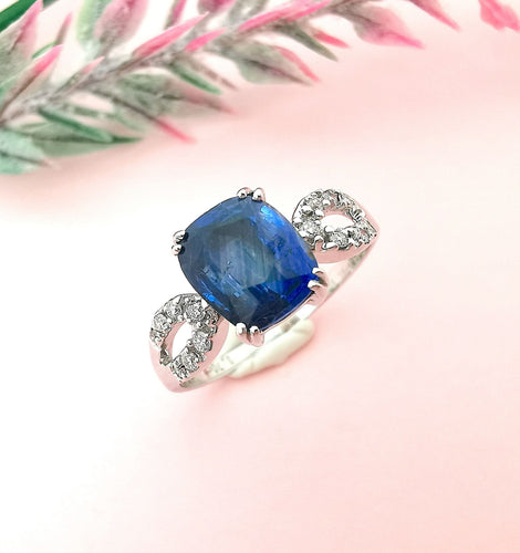 Bague Bague Saphir 1,70 ct taille coussin Diamants 58 Facettes AA 1588