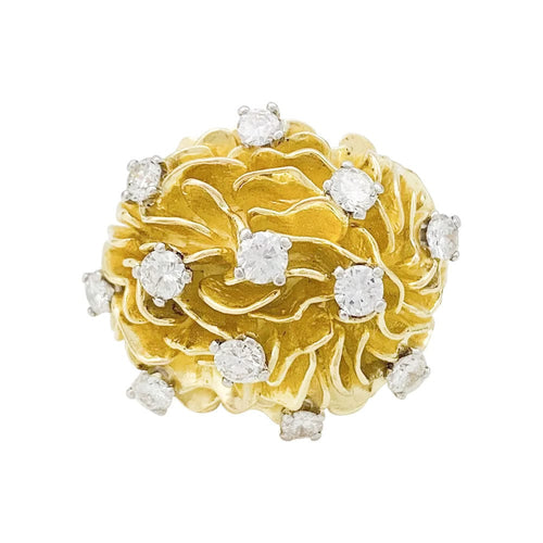 Bague 50 Bague dôme or jaune, platine et diamants. 58 Facettes 31340