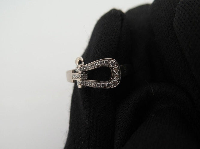 Bague 56 bague FRED force 10 mm 4b0379 taille 56 or blanc 18k & diamants 0.2ct 58 Facettes 253861