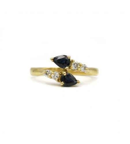 Bague 53 / Jaune / Or 750 Bague Toi & Moi saphirs diamants 58 Facettes 220106R