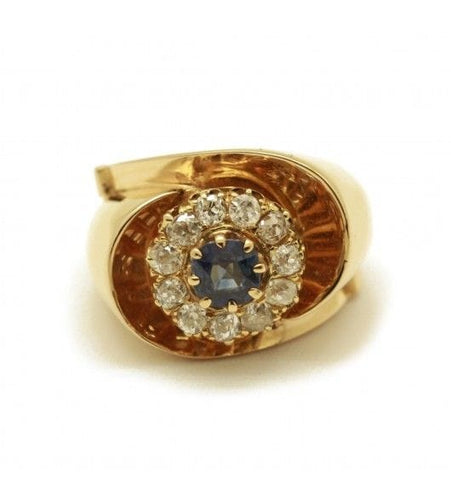 Bague Jaune / Or 750 Bague Or Saphir et diamants 58 Facettes 190088R