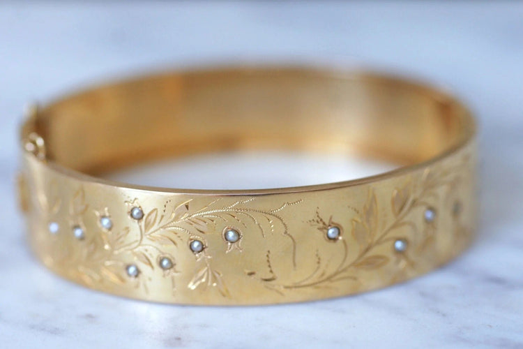 Bracelet Bracelet jonc or rose et perles 58 Facettes