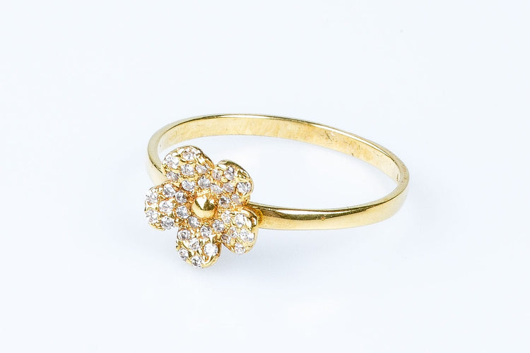 Bague 59 Bague fleur en or jaune 58 Facettes 111-180593-48