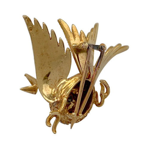 Broche Broche oiseau en or jaune, rubis, perle. 58 Facettes 32229