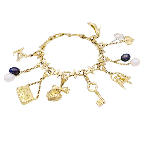 Bracelet Bracelet Louis Vuitton, "Idylle", breloques, or jaune, or blanc, perles. 58 Facettes 33013