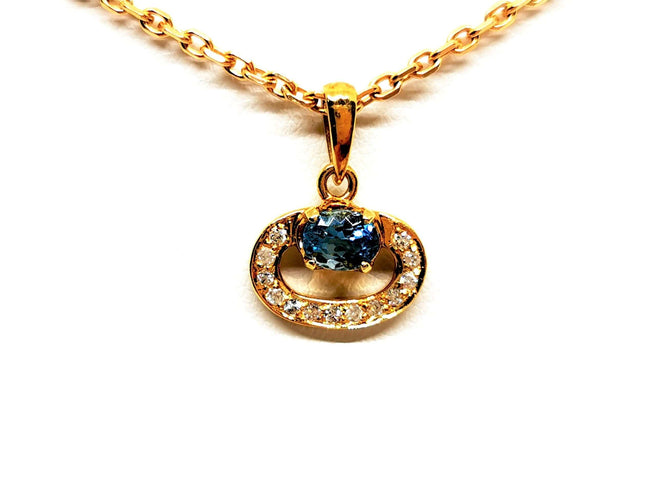 Collier Collier Chaîne + pendentif Or jaune Aigue Marine 58 Facettes 1414831CD