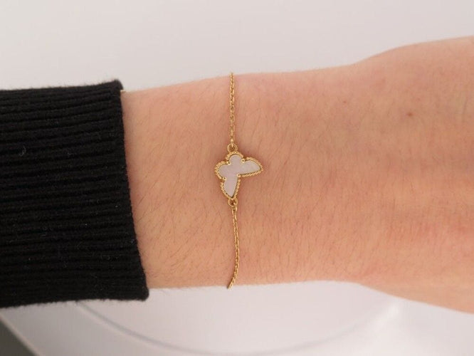 Bracelet bracelet VAN CLEEF & ARPELS sweet alhambra papillon or 18k nacre 58 Facettes 255495