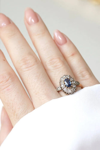 Bague 60 Bague Marguerite Saphir entourage Diamants 58 Facettes