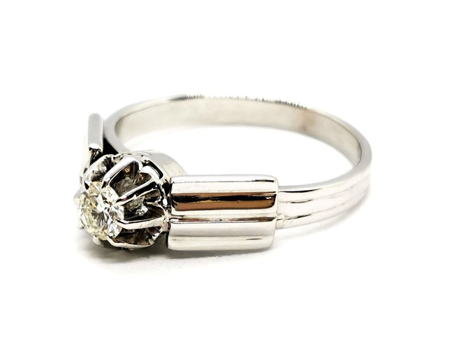 Bague 54 Bague Solitaire Or blanc Diamant 58 Facettes 1292388CN