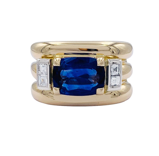 Bague 50 Bague, "Tank", or jaune, saphir, diamants. 58 Facettes 32294