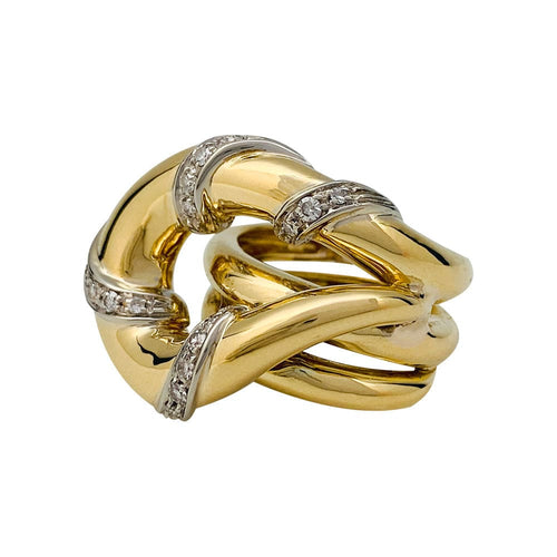 Bague 47 Bague "Noeud" en or sertie de diamants. 58 Facettes 31192
