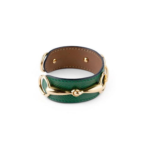 Bracelet HERMES - Bracelet  en cuir et métal doré 58 Facettes 1