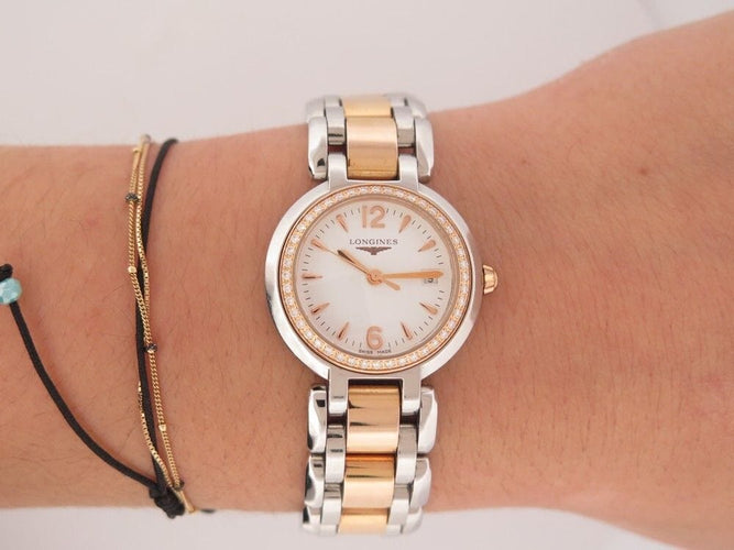 Montre montre LONGINES prima luna 26 mm quartz acier et or diamants 58 Facettes 257756