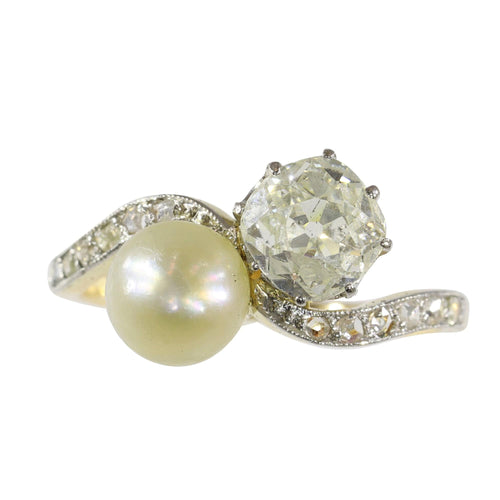 Bague 52 Amour historique : une bague Toi et Moi de 1900 58 Facettes 24029-0360