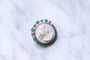 Broche ancienne Autrichienne camée coquille rose, turquoises, et perles sur argent 58 Facettes