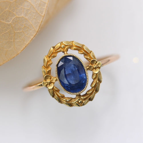 Bague 50 Bague ancienne saphir et sa couronne feuillagée 58 Facettes 23-277