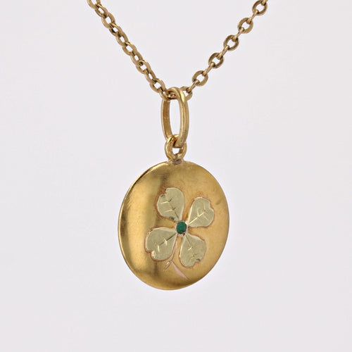 Pendentif Pendentif or jaune trèfle à 4 feuilles émeraude 58 Facettes 21-310