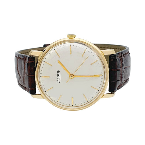 Montre Montre Jaeger en or rose, bracelet cuir. 58 Facettes 31457