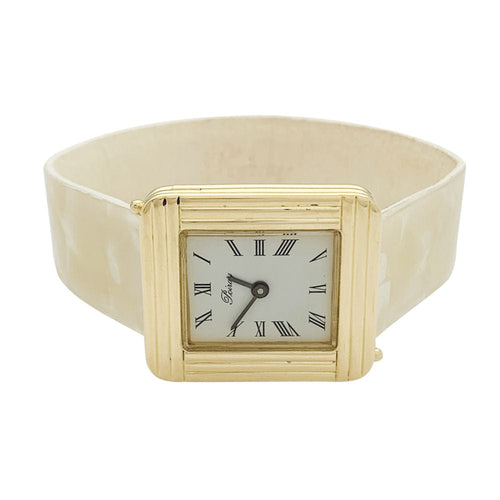 Montre Montre Poiray ,"Ma Première", en or jaune, bracelet cuir interchangeable. 58 Facettes 31885
