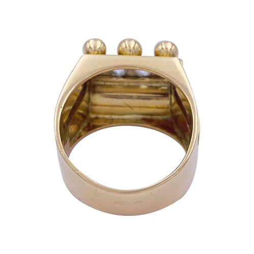 Bague 56 Bague Tank en or jaune, platine, diamants. 58 Facettes 32312
