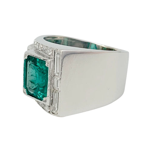 Bague 49 Bague Art Déco en platine, émeraude et diamants. 58 Facettes 31604