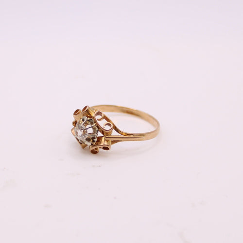 Bague Bague or jaune, pierre blanche 58 Facettes