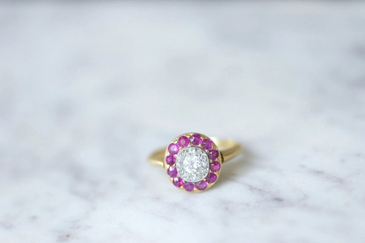 Bague Bague cible diamants et rubis 58 Facettes